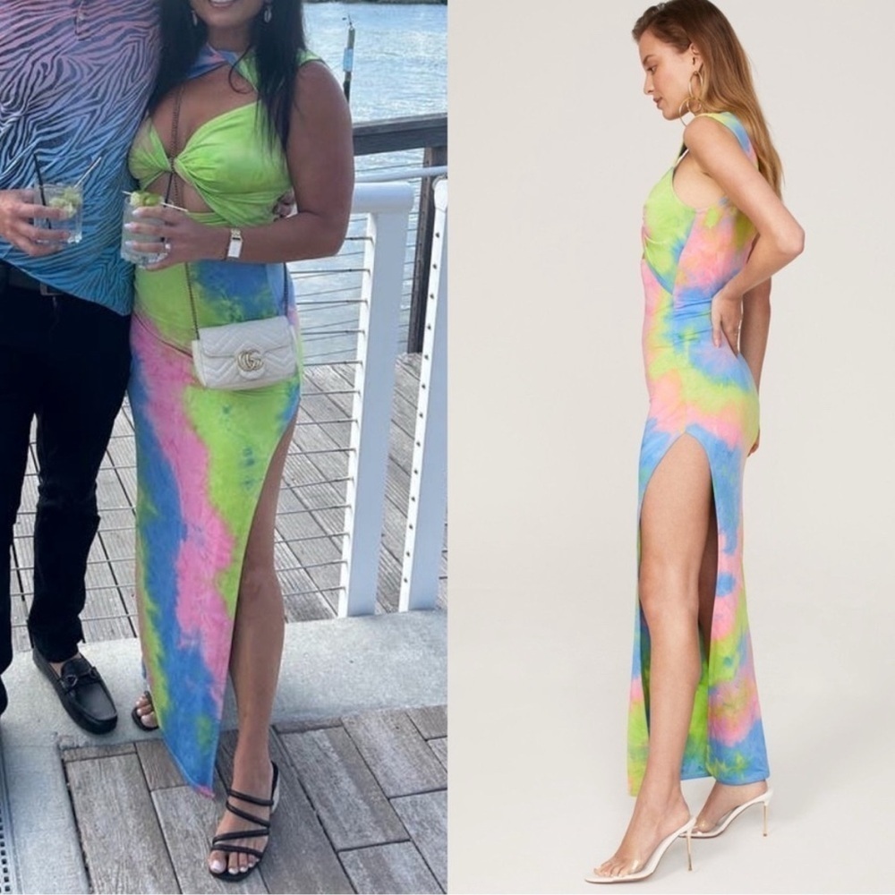 Bronx & Banco Daphnie Tie Dye Bodycon Cutout Maxi Dress Size XS Multicolor - Picture 5 of 12